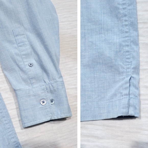 Banana Republic Classic Button Dress Shirt Light Blue Cotton Wool Men Large - Picture 3 of 8